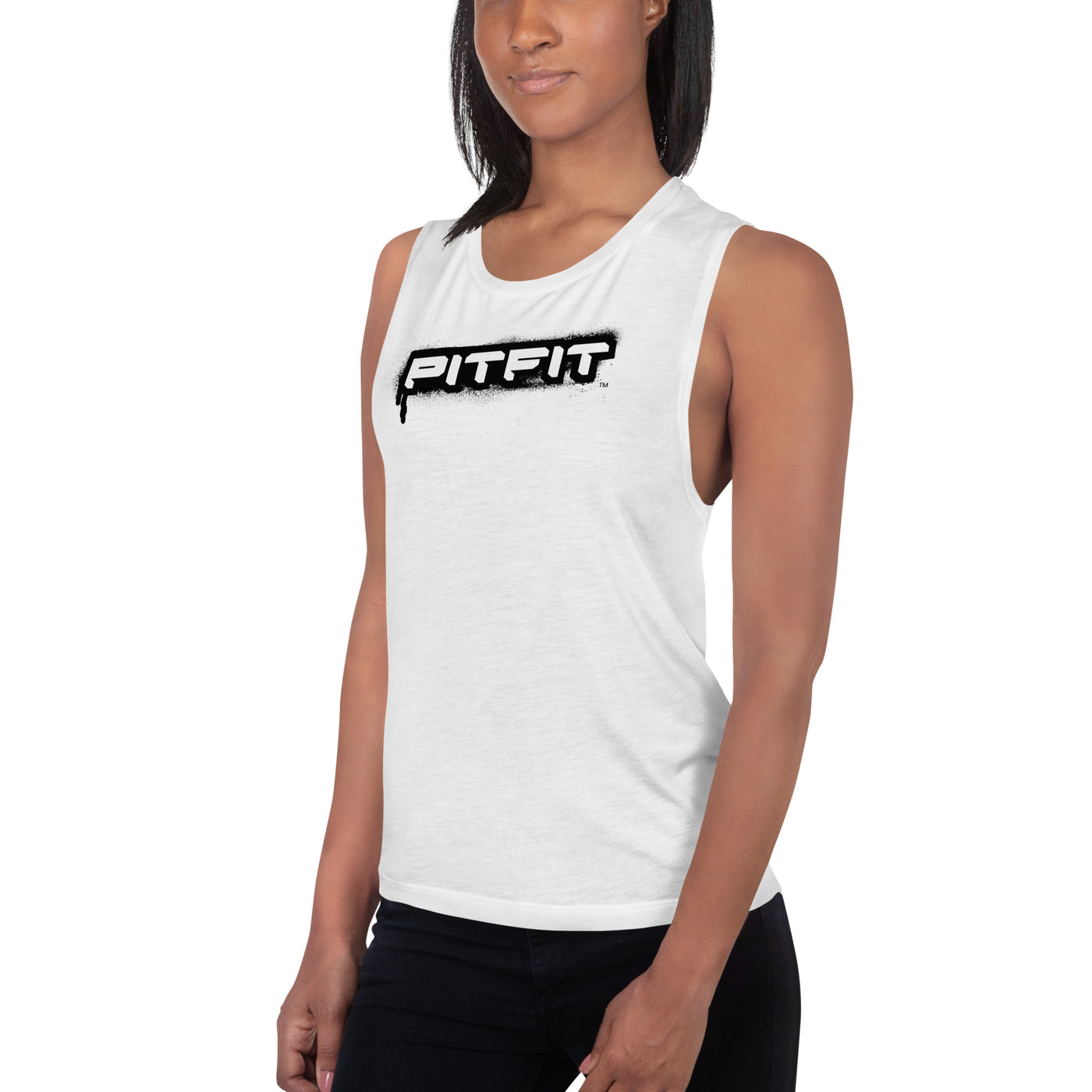 PITFIT White Ladies’ Muscle Tank
